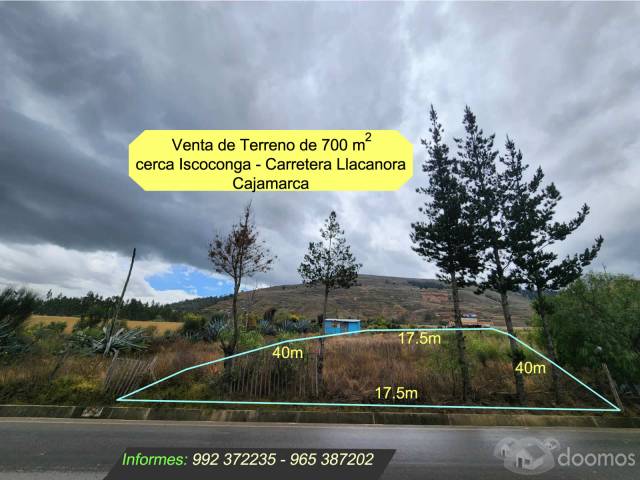 OCASIÓN! VENDO TERRENO 700 m2-Cerca Iscoconga - Cajamarca
